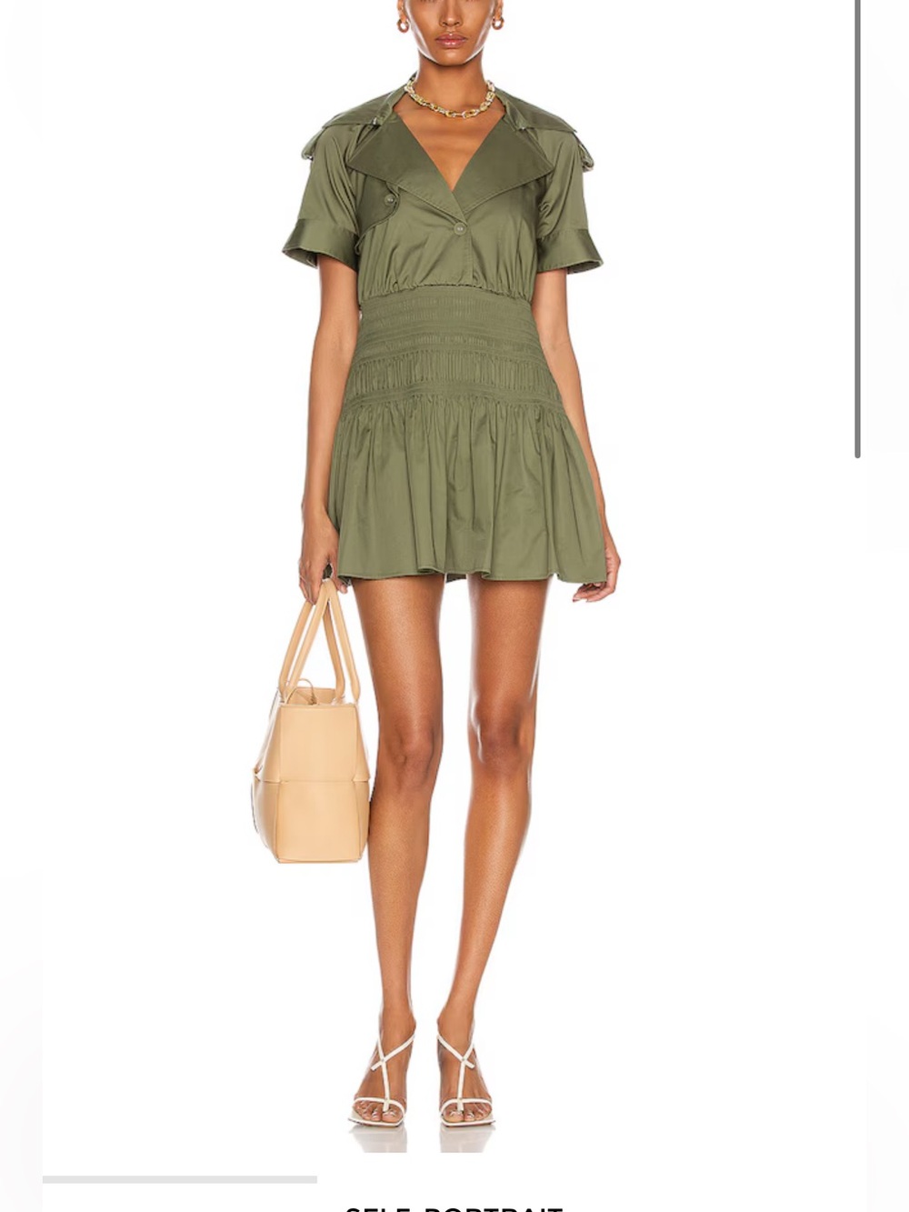 SELF PORTRAIT Trench mini dress khaki 8